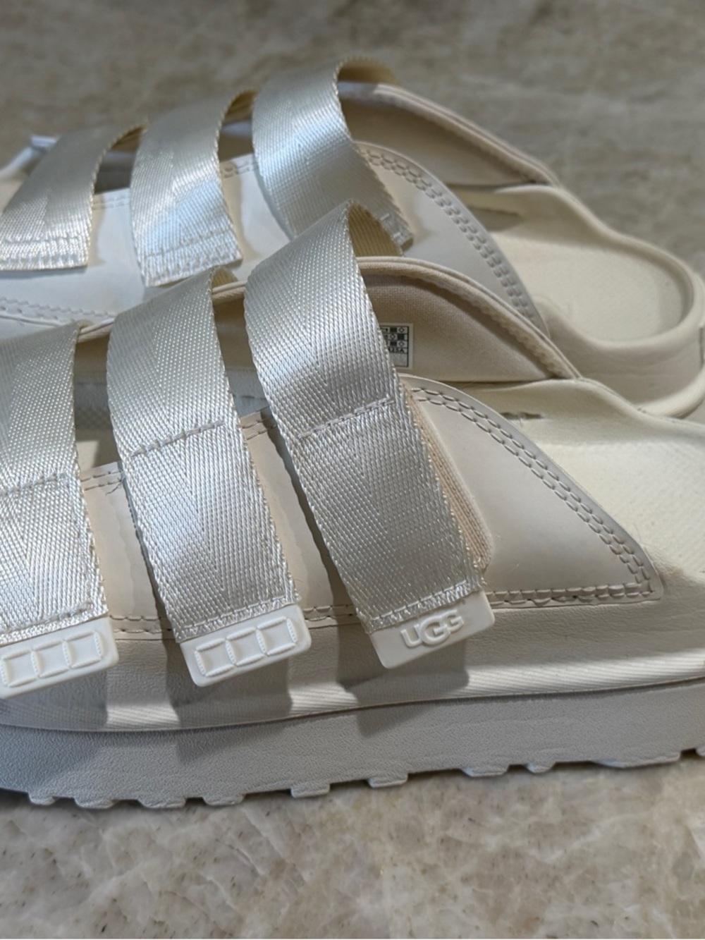 UGG Women’s Ivory Satin-Strap Slide Sandals